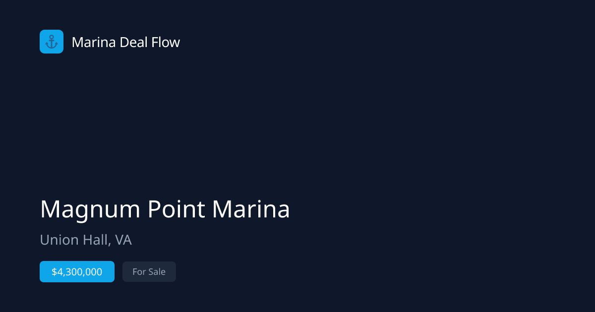 Magnum Point Marina For Sale — $4,300,000 | Union Hall, VA Marina